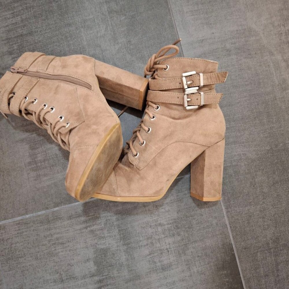 Madden Girl Block Heel Buckle Suede Ankle Boots Women's Size  6.5M